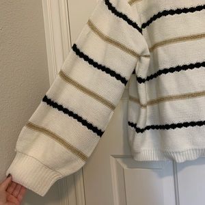 Cream White with Gold and Black Stripes Sweater